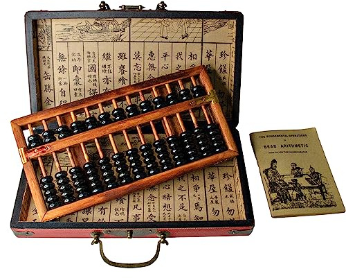 Larcele Traitement de Vieillissement Vintage Perle en Bois Arithmétique Laque Abacus Fournitures Scolaires pour les étudiant,13 Colonnes SP-04