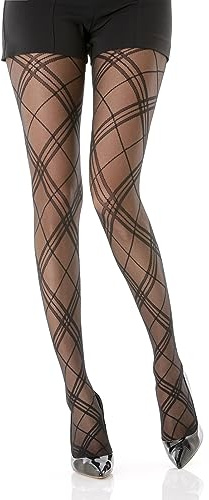Gi&Gi Calze Collant Donna con Motivo Geometrico, Nero, Design a Rete, per Abbigliamento Elegante (IT, Testo, S, M, Regular, Regular, nero g)