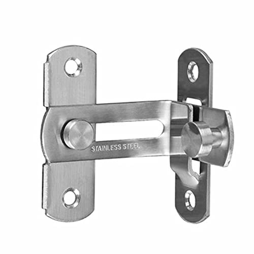 Cerradura de puerta de 90° Perno de cerradura de puerta corrediza pequeña, Cerradura de puerta corrediza de seguridad, Puerta curva en ángulo recto, Acabado cepillado de acero inoxidable (1, L)