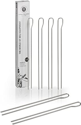 Buddy's BBQ – Brochettes de barbecue – 6 brochettes doubles brochettes de barbecue, barbecue, barbecue, cuisson, viande, poisson, légumes, réutilisables, longueur 29 cm en acier inoxydable