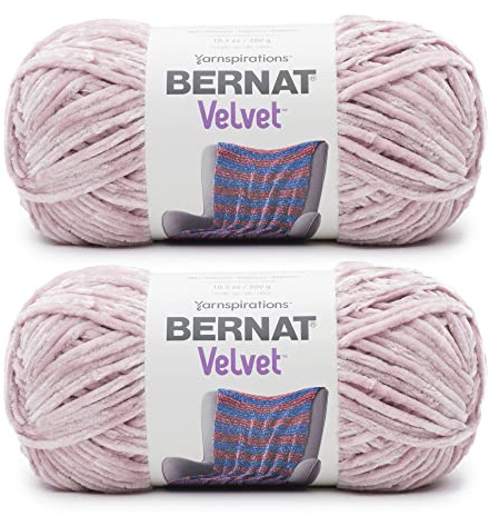 Bernat Velvet-garn i polyester för stickning och virkning, färgnamn: ”Smokey Violet”, 2-pack med 300 g (10,5 uns), tjocklek 5: tjockt, 288 meter (315 yard)
