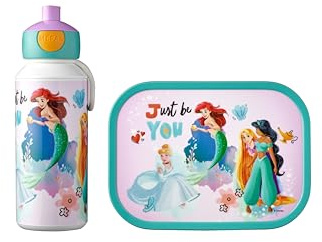Mepal - Set de Almuerzo Campus - Fiambrera para Niños con Botella Pop-up y Fiambrera - Set de Almuerzo para el Colegio o para Llevar - Sin BPA - 400 ml + 750 ml - Disney Princess