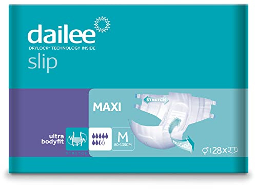 Dailee Slip Maxi M - 112x Couches Adultes - 4 Paquets de 28 Pièces, Fuites Urinaire 7,5 Gouttes - Couche Slip Incontinence Lourde Homme, Femme et Personnes Âgées