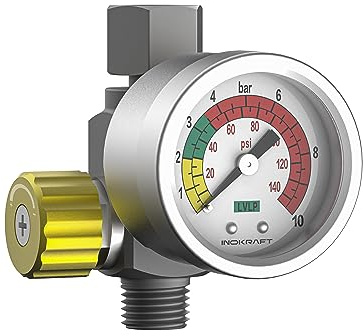 InoKraft Luftkompressor-Regler, 1/4 Zoll NPT, für Spritzpistolen und pnuematische Werkzeuge, gute Dichtigkeit, präzise, 0-140 PSI