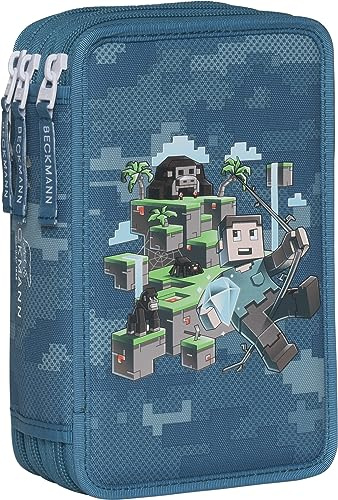 Beckmann, 3-fächrige Federmappe Jungle Game, mit Inhalt, Mäppchen Federtasche, Grundschule, 1. Klasse, Green