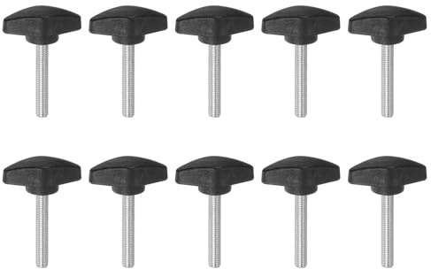 sourcing map 10 pomos de ala en T, tornillos de pulgar M6 x 40 mm, rosca macho estándar, pomos de plástico en T, pomos de sujeción manual, tornillo de pulgar, negro