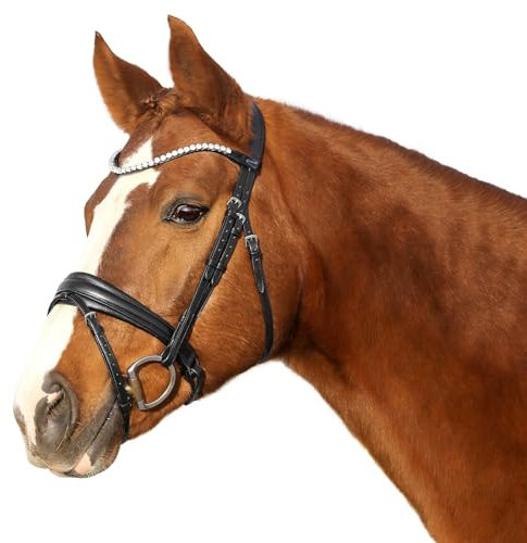 Euroriding Trense SENSITIV mit Strass schwed,. Reithalfter schwarz ohne Zügel Vollblut (Cob)