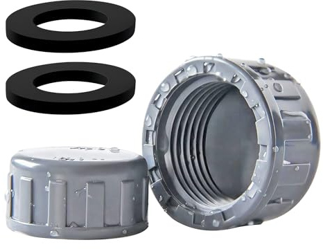 Ctyjia 2 Pack Female Thread Pipe Fitting Cap, 32mm Fitting Blanking Cap, PVC Blanking Stop Cap, Waste Pipe Blanking Cap wity Washer