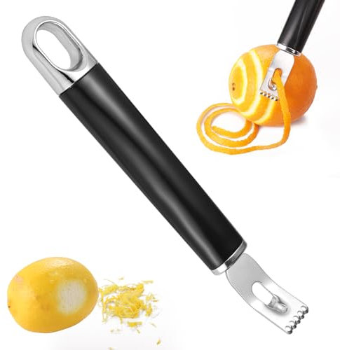 Channel Knife, 2-in-1 Lemon Twist Peeler Stainless Steel Lemon Peeler Zester Bar Tool Cocktail Garnish Citrus Lemon Rind Zester Tool for Kitchen Bar Restaurant