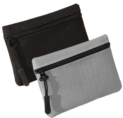 JAMAKALA 2 Pack Coin Purse Pouch, Small Change Pouch Oxford Cloth, Portable Change Purse with Zipper Coin Pouch Mini Change Bags for Women Men (Black+Grey)