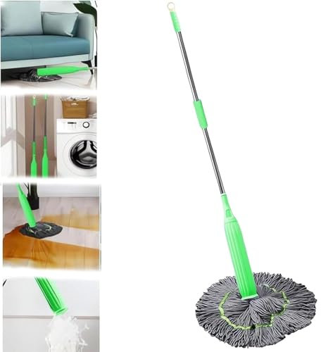 yamaal Trapeador deshidratado 2 en 1, trapeadores giratorios autoescurridos, trapeador de Limpieza de Paredes Redondo con Giro de 360 ​​​​Grados Trapeadores de Madera Dura Trapeador Microfibra húmedo