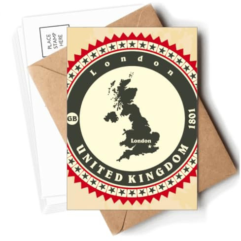 Postkarten mit Landkarte von London, Großbritannien, blanko, Notizkarten, Versandkarten