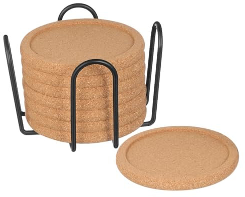Cabilock Salvamanteles De Corcho 8 Unidades con Soporte para Tazas De Mesa Antideslizantes Decoración