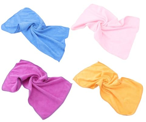 Bamboo Fiber Children Washcloth 4pcs Pack for Kids Face Towels | Skin-friendly Towel, Water Absorption Towel, Face Towels Bamboo for New Parents, Childrens Towels Back to School Random Color