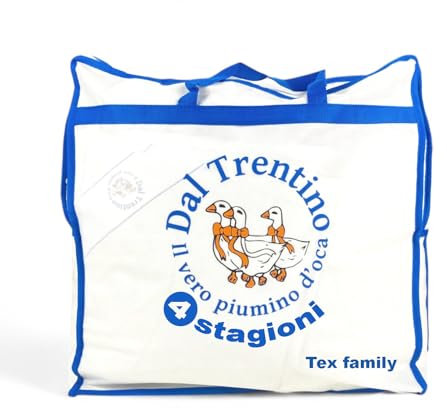Piumino d’Oca Trentino 4 Stagioni, 2 Piumini Separabili, Soffice, Versatile, 50% Piumino e 50% Piuma d’Oca, Certificato OEKO-TEX - Matrimoniale 2 Piazze Cm. 250X200