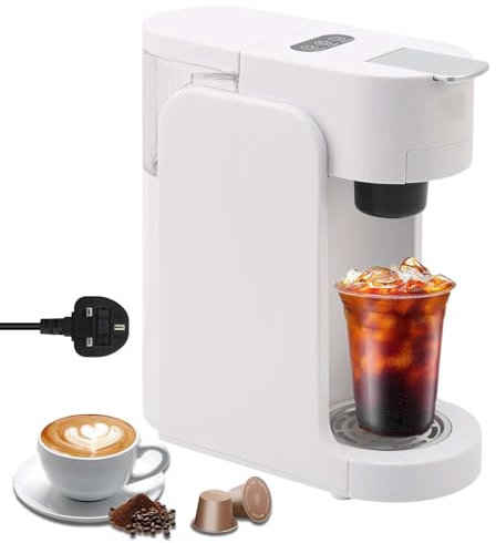 SOONHUA Coffee Maker for American Coffee Pods, Compact Coffee Pod Machines with 12 oz Water Tank, 20 Bar High Pressure, Compatible with K Cup Capsule, Ground and Tea-Leaves, UK Plug