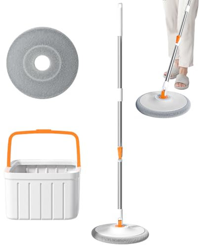 Dtaigou Cañador de Piso y Cubo, trapeador y Conjunto de Cubos | Mop de Madera Dura con escrutinio | 2 Accesorios para Pisos de Polvo de Compartimento para Cubierta de Patio de RV
