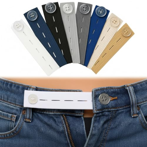 Hobeiy Lot de 8 Extenseurs de Taille Élastiques pour Pantalons, Extension Pantalon Grossesse, Élargisseur Réglable, Boutons pour Jean en 8 Couleurs