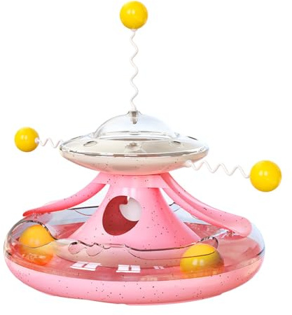 Cat Ball Tower Toy Interactive Treat Dispensing Cat Track Pusselleksak med retande pinne för inomhus kattunge Plast 9,9in 6,3in