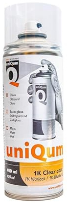 uniQum Klarlack Spray 400ml Hochglanz - 1K Auto Klarlackspray, transparent, vergilbungsfrei, schnelltrocknend, für Spot Repair & Komplettlackierung, Acryl Klarlack mit Profi Finish