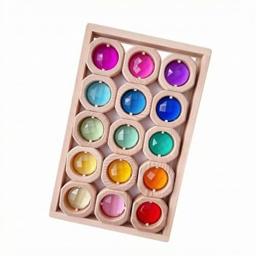 Children Building Blocks Beech Exploration Blocks With Translucent Acrylic And Slotted Tray For Sorting And Viewing Suitable for early education centers STEM stations home play