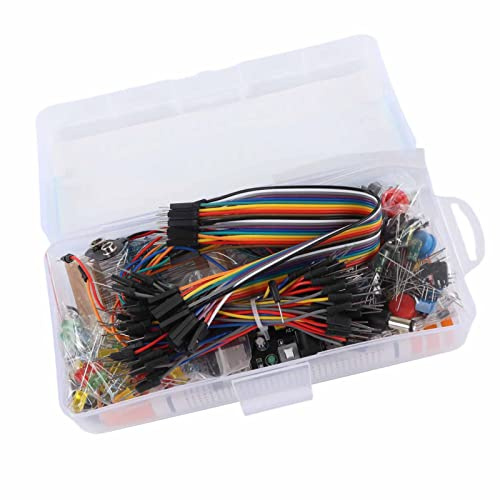 LiebeWH Electronics Component Kit PCB Starter Set with Breadboard Resistors LEDs and Sensors 830 Tie Points for Programming Experiments Beginners Students R3 Learning