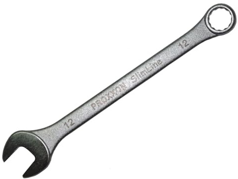 PROXXON 23912 Ring-Maulschlüssel SlimLine Größe 12mm - 15° abgewinkelt auf der Ringseite - Chrom-Vanadium Stahl