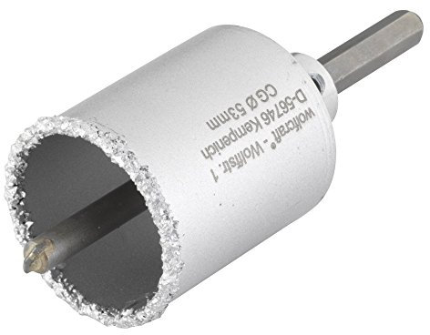 wolfcraft Corona de perforación recubierta de carburo de tungsteno, con adaptador I 3895000 I Para instalaciones sanitarias y eléctricas en paredes de ladrillo y piedra; profundidad de corte: 55 mm