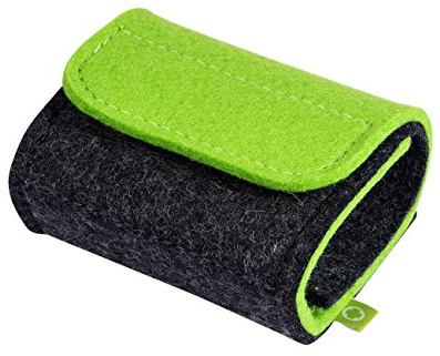 Homöopathische Taschenapotheke, Globuli-Tasche zum Buch MaxiQuickfinder Homöopathie (GU) von Dr. Markus Wiesenauer, gefüllt mit 12 Globuli-Röhrchen (Glas), aus echtem Filz (grün)