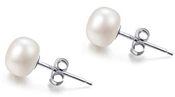 Süßwasserperlen Ohrringe Echt 925 Silber Stecker Perlenohrringe Weiß Damen 5MM Kleine Süßwasser-Zuchtperlen Ohrringe Ohrstecker