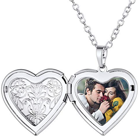 FaithHeart Damen Herz Medaillons Besonders Angefertigt mit Bild Mädchen Foto Herz Anhänger mit Geschenkebox