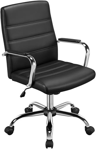 Yaheetech Fauteuil de Bureau Ergonomique Chaise Inclinable à 125° Noir | Chaise de Bureau en Similicuir, Assise Confortable, Hauteur Réglable, Dossier Rembourré, Mécanisme à Bascule, Capacité 136 kg
