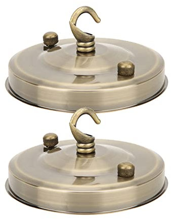 2 Pezzi Rosone da Soffitto con Gancio, Lampadario a Soffitto in Ferro Vintage con Piastra a Gancio Accessori per Lampade a Sospensione Multiuso(Bronzo)