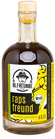 DIE ÖLFREUNDE Bio Rapsfreund kaltgepresstes Bio Rapsöl 0,5l | hochwertig kaltgepresstes Öl | reines Rapsöl | nachhaltiges Speiseöl mit Omega 3 und Omega 6 Fettsäuren