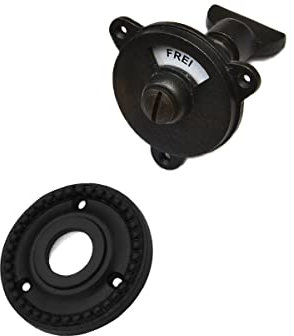 Ventano antiker WC Set Rosetten Türbeschlag mit Frei/Besetzt Schild in Gusseisen schwarz