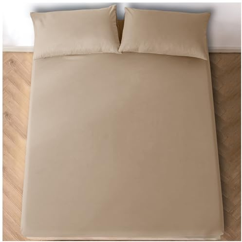GC GAVENO CAVAILIA Fitted Sheet King Size, 25 Cm Elastic Pocket Fade Resistant Bed Sheets, Cosy Bedding & Linen, Natural 708322