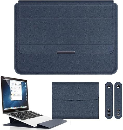 Multifunktionell universell vattentät väska för 11-17 tums PU-läderanteckningsbok, vikbar laptopväska med musfodral och hållare, fylld med 3-i-1 stativ