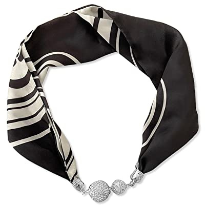 LumiSyne Damen Mode Seidenschal Halskette Bequeme Magnetische Schnalle Mit Bling Strass Kleiner Schmaler Halstuch Dekorative Choker Halskette Kopfschmuck Stirnbänder Haarband Anhänger Schal
