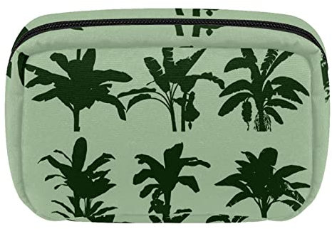 Kosmetiktasche mit Reißverschluss, Make-up-Tasche, Reise, wasserdichte Kulturbeutel für Frauen, Bananenbaum-Muster, Mehrfarbig, 17.5x7x10.5cm/6.9x4.1x2.8in