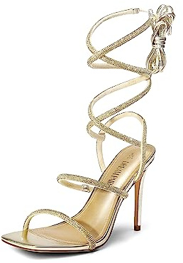 DREAM PAIRS Gold High Heels Stilletos for Women Strappy Gladiator Sexy Square Toe Open Toe Dressy Pumps Sandals Size 9 SDHS2239W