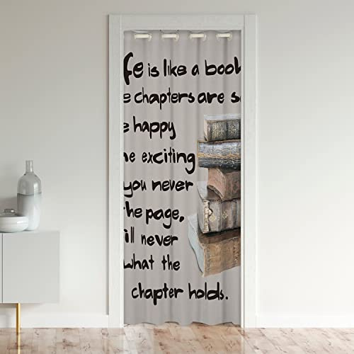 Modello di Libro Armadio Tenda per Porta della Camera da Letto per Bambini - Divisorio Vintage per Privacy 86 x 203 cm con Lettere Tema Beige Moderno
