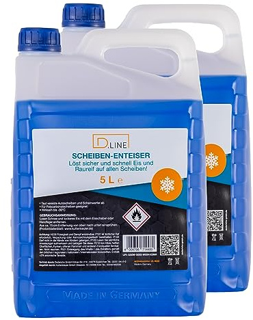 D.LINE Scheibenenteiser 5 Liter Nachfüllkanister, 2X 5 Liter | Löst sicher und schnell Eis und Raureif, Für alle Scheiben