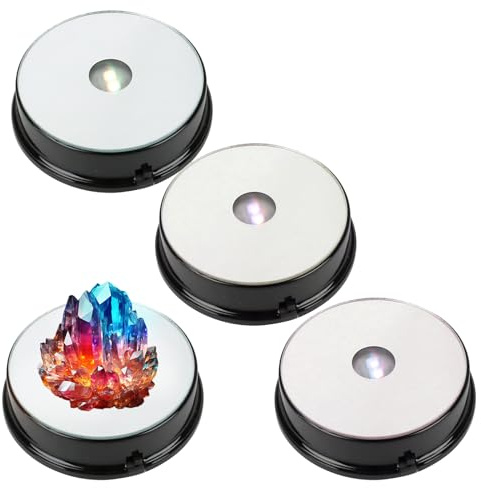 Aepiraza 4Pcs LED Colorful Light Base, Color Changing Led Light Base LED Display Base Color Changing Light Stand Powered by 3 AAA Batteries (Not Included) (Black)