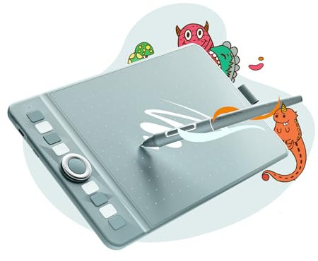 GAOMON WH851 Tablette Graphique sans Fil 8x5 Pouces, Niveau de Sensibilité à la Pression 16384 avec Stylet, 8 Touches de Raccourci et Molette de Défilement pour Débutant en Dessin, Vert