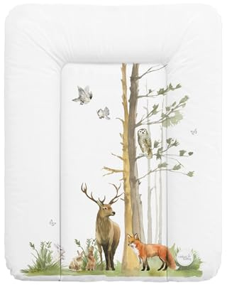 Ceba Baby® Skötmatta 50 x 70 cm – mjukt skötbord för pojkar och flickor – vattentätt och tvättbart – OEKO-TEX® 100 – Tillverkad i EU – skog