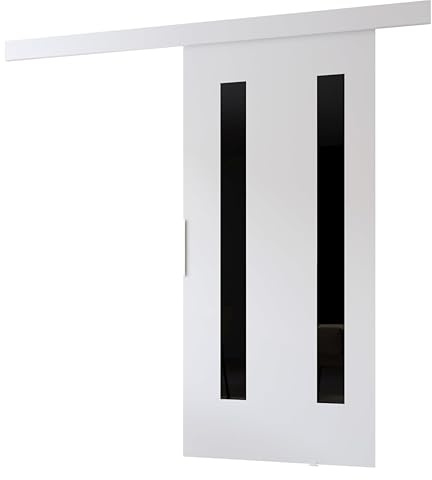 MINIO go for it - Schiebetür Komplettset CLEAN H Schiebetüren 86 cm Breit | Wandmontage, Schiebetürsystem, Zimmertüren - Weiss Matt