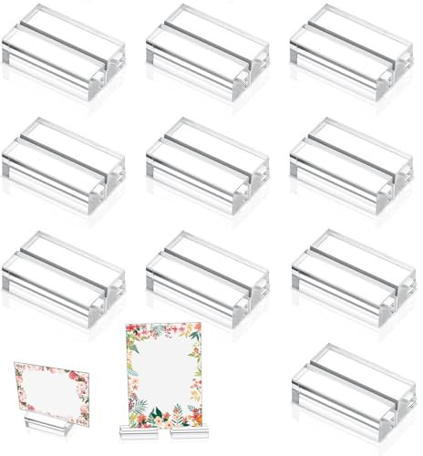 DERJDISF 10 Supports en Acrylique – Support Photo Transparent Carte avec Fente en Acrylique Transparent, Porte Nom Table et Porte Carte pour Mariages, Célébrations, Fête