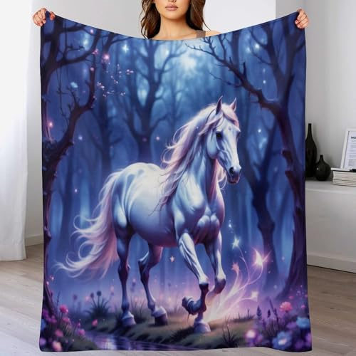 Kuscheldecke Mit Pferd Muster Warme Fleecedecke/Wohndecke/Sofadecke - Superweiche, Kuschelige & Angenehme Flannel Flanell-Decke, Für Jede Jahreszeit Geeignet（130×150cm）
