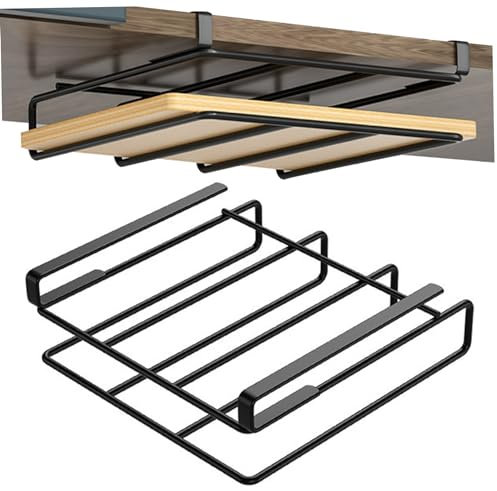 Peosaard Under Cabinet Cutting Board Holder, Stainless Steel Chopping Board Holder, 10.6x10.2x3.3 Cutting Board, Heavy Duty Cutting Board Hanging Rack for Kitchen