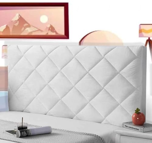 Rivestimento Imbottito Testiera Letto Una Piazza E Mezza Copertura per Testiera Cuscini Testata Letto Una Piazza E Mezza Protezione Addensare Elastico all-Inclusive Cover,bianco-120cm